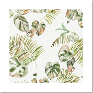 Tropical leaves Gold green Posters and Art